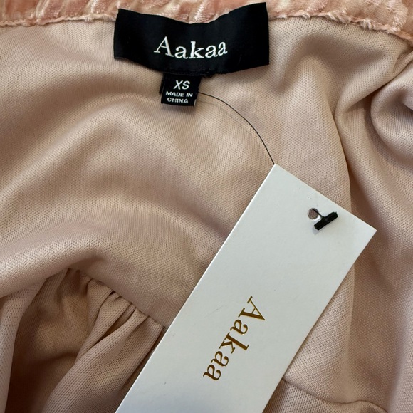 AAKAA BLUSH TIE-FRONT LONG SLEEVE MINI DRESS XS - Picture 2 of 12